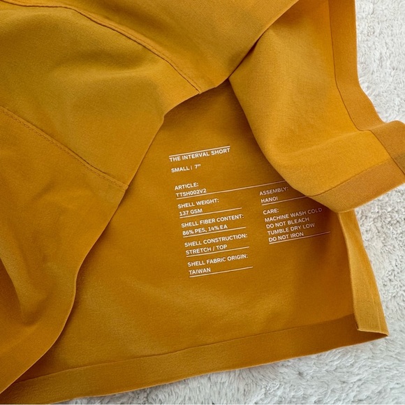 Ten Thousand Shorts Men Sz s yellow 7” Interval Short Linerless Performance - Picture 7 of 10